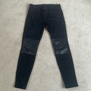 J Brand Black Lamb Leather Patch Jeans
